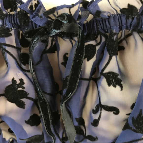 Vintage RARE Velvet‎ Burnout Victoria’s Secret Milkmaid Slip dress Sapphire Blue - Picture 8 of 9